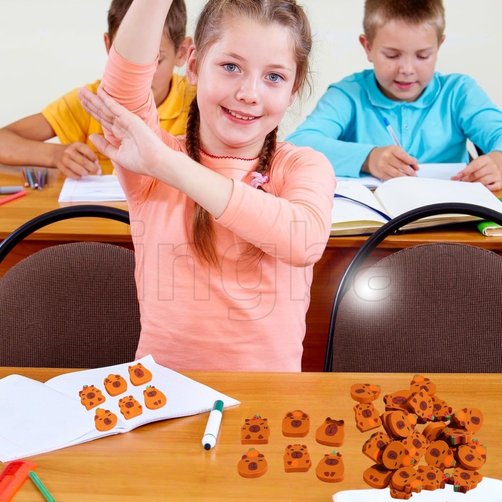 50 ชิ้น Capybara ยางลบสร้างสรรค์น่ารักยางลบอุปกรณ์สํานักงานนักเรียนเครื่องเขียนของขวัญ - รูปที่ 3