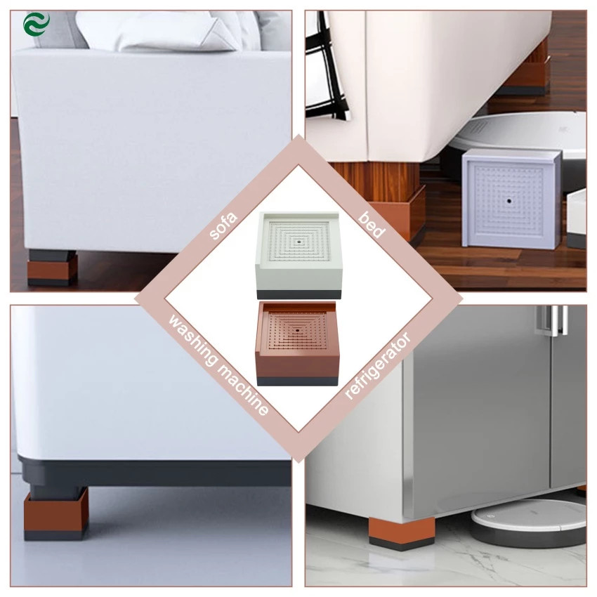 กันลื่น ที่เสริมขาโต๊ะ กันรอยพื้นเฟอร์นิเจอร์ แผ่นรองขาเก้าอี้โลหะกันลื่น ขารองเครื่องซักผ้า ขายาง เหมาะสำหรับโต๊ะ เตียง - รูปที่ 2