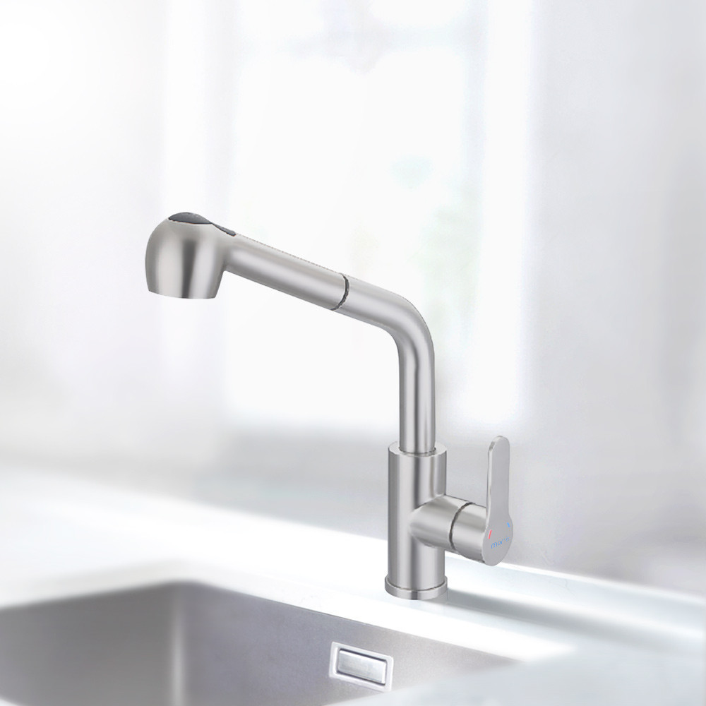 304 Stainless Steel Faucet Kitchen Faucet Pull-Out Sink Faucet Dishwashing Sink Faucet (MF-2104)