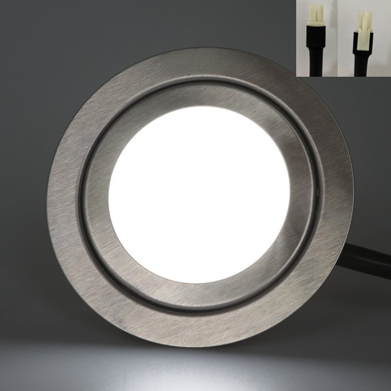 โคมไฟฝากระโปรง LED 1/2 ชิ้น, 12 เม็ด, สีขาว 6000K, รอบ, 12V, ปลั๊ก EL-2P