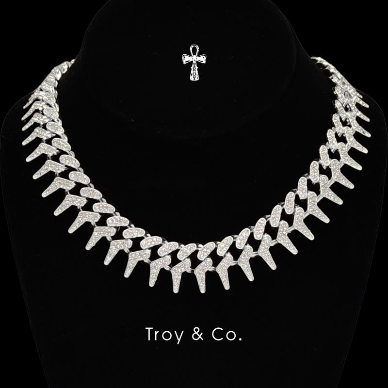 Fang Chain เพชร CZ  ทรงฟันแหลม iced out สร้อยคอคิวบันสายฝอ สตรีทเท่ ไม่ซ้ำใคร TDN015 Troy & Co.