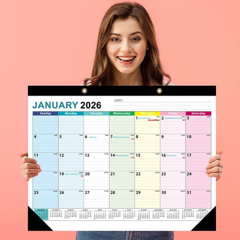 2026 ปฏิทินติดผนังขนาดใหญ่ 2026 18 เดือน ปฏิทินภาษาอังกฤษ planner 2026 Ready Stock