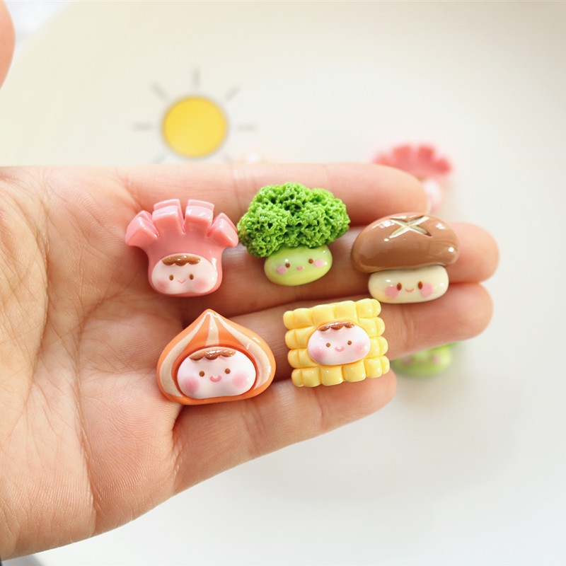 10ชิ้น/เซ็ตแฮมไส้กรอกข้าวโพดชุดเรซิ่น ทําเอง เครื่องประดับสําหรับกิ๊บตู้เย็นสติกเกอร์ทําวัสดุ