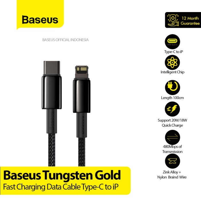 Baseus Tungsten USB Type C to Lightning Fast Charger Cable 1M 2M Nylon