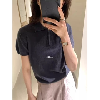 GAKKI เสื้อยืดคอโปโลแขนสั้นผ้าถักปักโบว์ผู้หญิง เสื้อโปโลผู้หญิง รุ่นใหม่ รุ่น 3230#