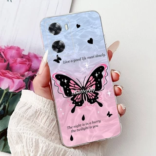 สําหรับ OPPO A57 4G 2022 A57e A57s A77 A77s CPH2387 กรณีดอกไม้แมวภาพวาดซิลิโคนอ่อนนุ่ม TPU เคสโทรศัพท์