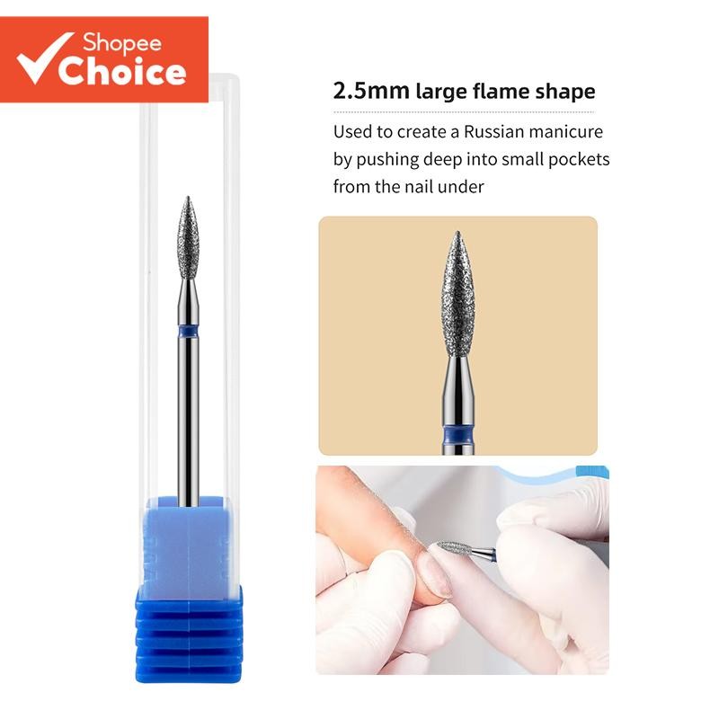 เพชรเจาะ Bits 3/32 เปลวไฟ สําหรับเล็บ Rotary Cuticle ทําความสะอาดเล็บ เครื่องมือ