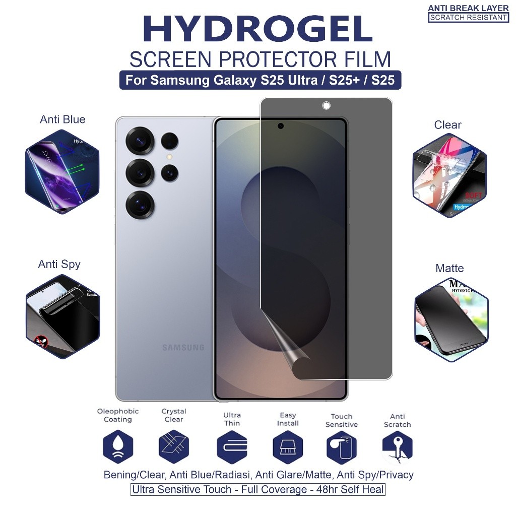LAYAR TG Anti-Scratch Hydrogel Samsung Galaxy S25 Ultra S25+ S25 5G Full Cover Mobile Screen Protect