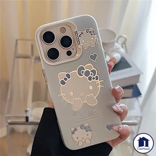 เคส IMD ชุบลายแมวคิตตี้สุดน่ารักแฟชั่น เข้ากันได้กับ iPhone 17 air 15 13 14 11 12 16 Pro Max XR 7 8 16 Plus 16 Pro X SE