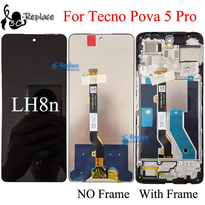 สีดํา 6.78 นิ้วสําหรับ Tecno Pova 5 Pro LH8n LH8 จอแสดงผล LCD Touch Screen Digitizer Assembly เปลี่ย