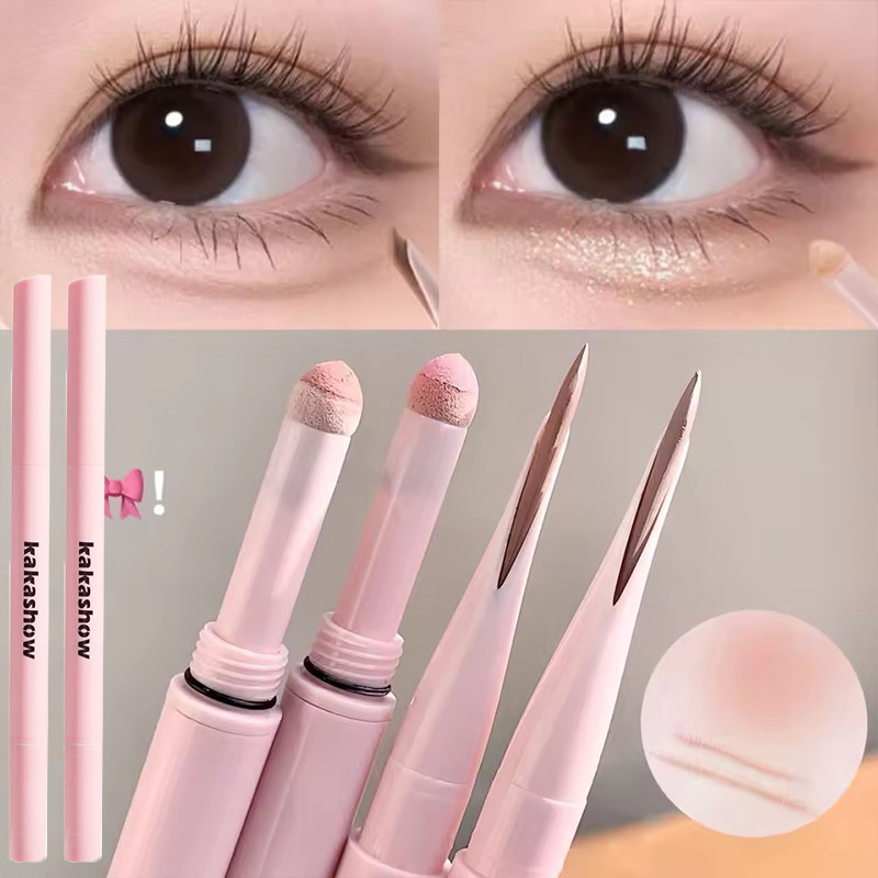 4 สี Curved Gel Eyeliner Stick - Double Head Brightening Lying Silkworm Shadow Pen Women Face Makeup