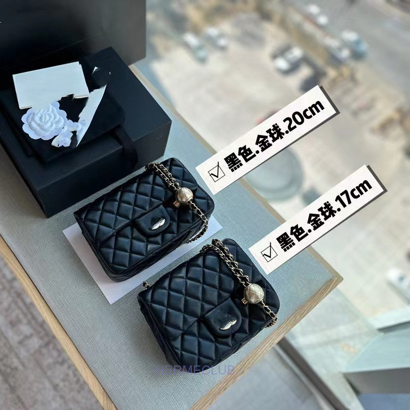 Golden Ball Bag Square Fat Handbag Diamond Bag Chain Bag กระเป๋าหนังแท้