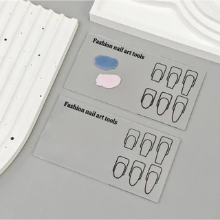 ( แผ่นอะคริลิค ฝึกทำเล็บ) 💅จานสี พร้อมพิมท์รูปเล็บ 6รูปทรง สําหรับฝึกเพ้นท์เล็บ / อุปกรณ์ทำเล็บ
