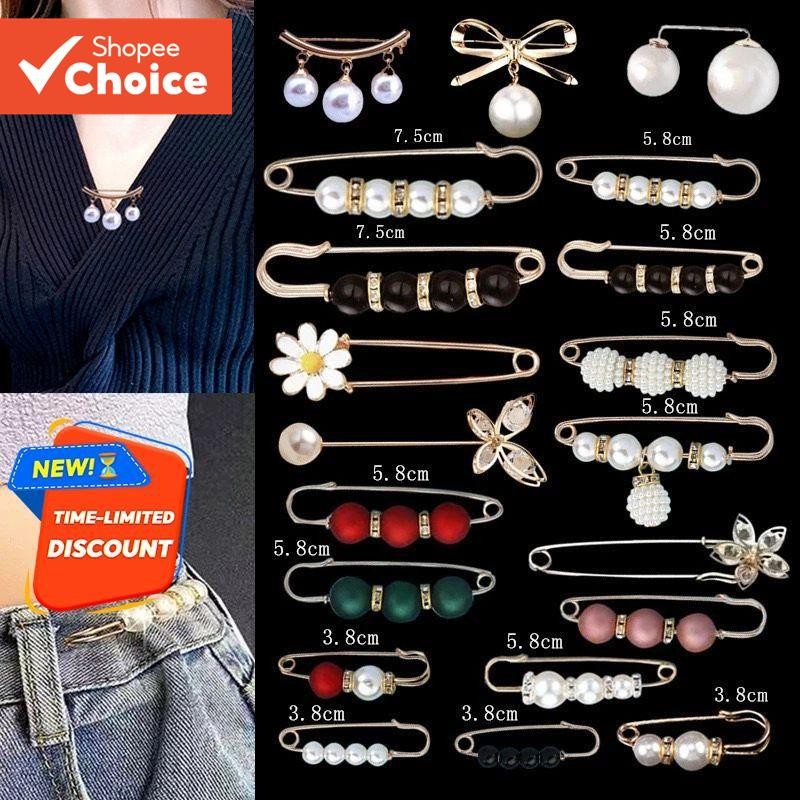 P 20PCS Pearl Safety Pins ตกแต่ง Anti Slip เข็มกลัดสําหรับชุดกางเกงปฏิบัติและสวยงาม