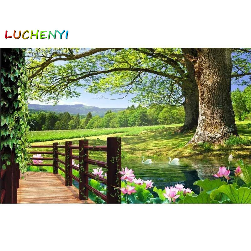 Custom Big Tree ธรรมชาติภูมิทัศน์วอลล์เปเปอร์สําหรับห้องนั่งเล่นห้องนอนทีวีโซฟาตกแต่งผนังภาพจิตรกรรม