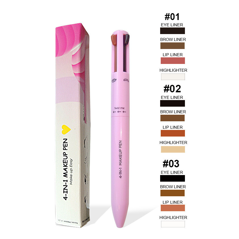 ปากกาแต่งหน้า 4-in-1 ปากกาแต่งหน้า 4-in-1 4 สี ปากกาไฮไลท์ ปากกาเขียนขอบปาก ปากกาเขียนคิ้ว ปากกาแต่ง