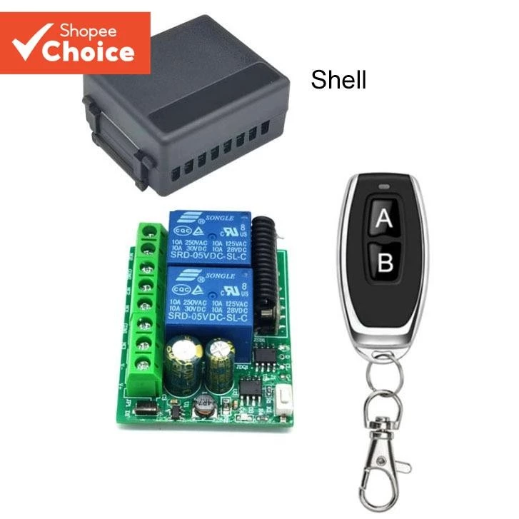 DC12V 24V 10A 2 ช่องรีโมทคอนโทรลไร้สายมอเตอร์สําหรับการหมุนไปข้างหน้าและย้อนกลับของเสากล้องส่องทางไกลในครัวเรือน RF433M