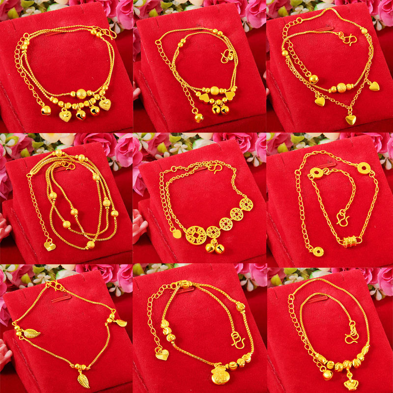 สร้อยข้อเท้าพู่คลาสสิค ออกแบบสองชั้น สำหรับผู้หญิง ดีไซน์แฟชั่น