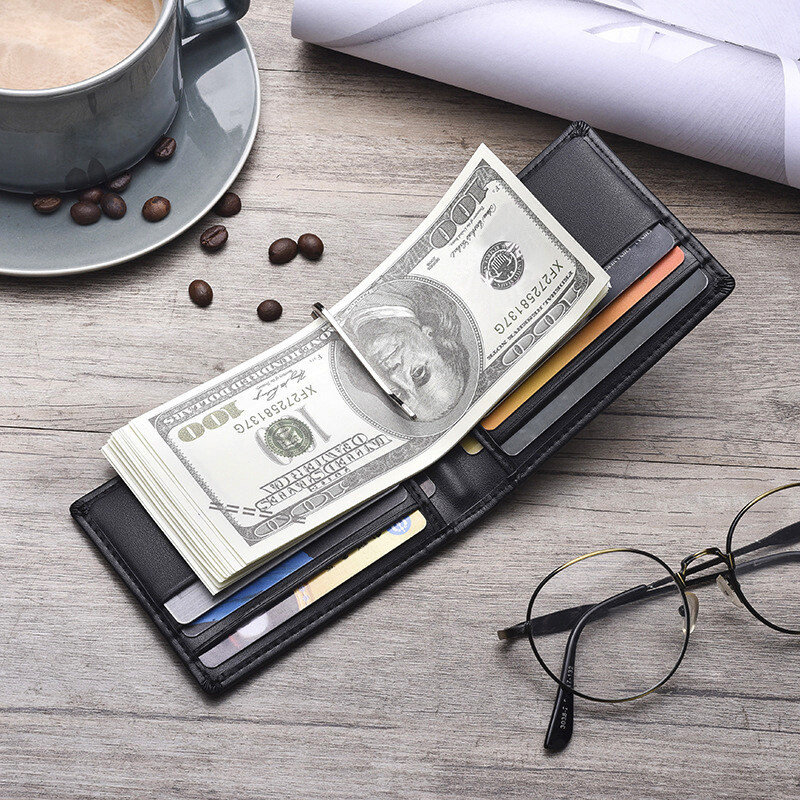 หนังแท้ Anti Magnetic RFID แปรงป้องกันการโจรกรรมของผู้ชาย USD คลิป Money Clip กระเป๋าสตางค์