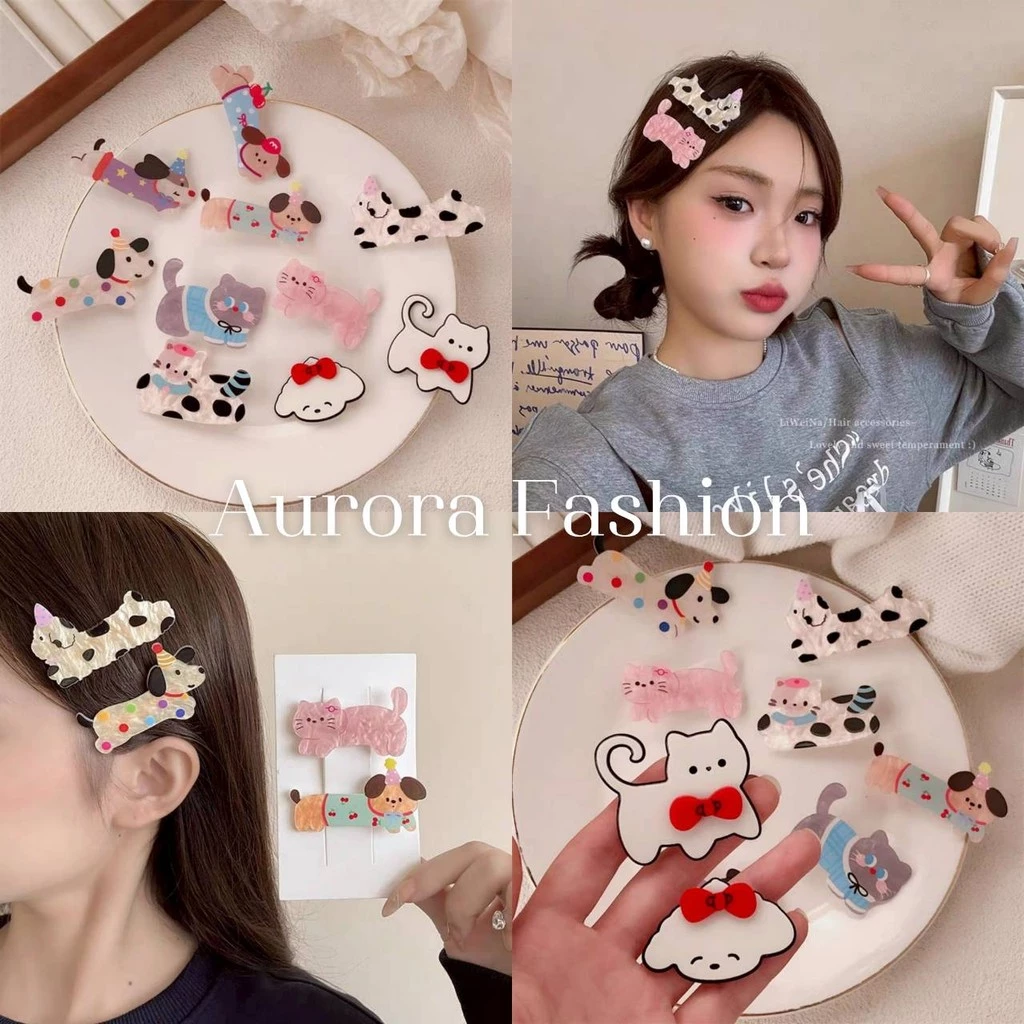Aurora🛒พร้อมส่ง🚚 (รูปถ่ายจากงานจริง) น่ารักลูกสุนัขแมวกิ๊บสาวผมหักเรียบกิ๊บขนาดเล็ก