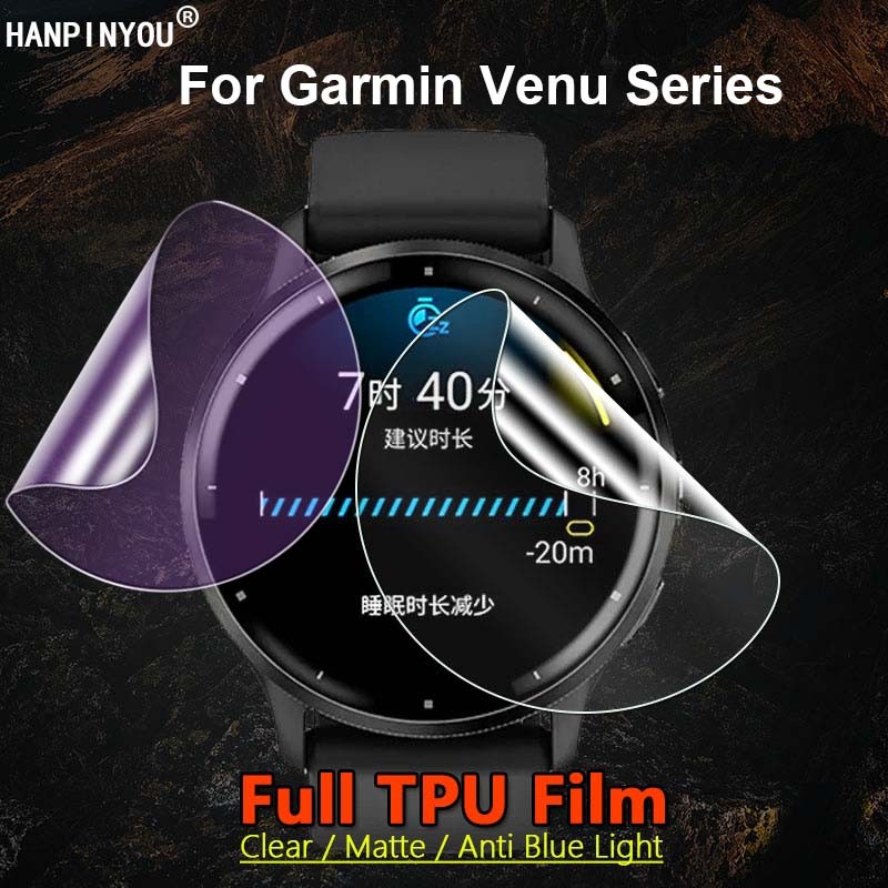 ใช้งานร่วมกับสําหรับ Garmin Venu 4 41 มม.45 มม.3 3S 2 2S SmartWatch HD Clear/Matte Anti-ลายนิ้วมือ/Anti Blue สีม่วง TPU Hydrogel ฟิล์มป้องกันหน้าจอ-ไม่ใช่กระจก