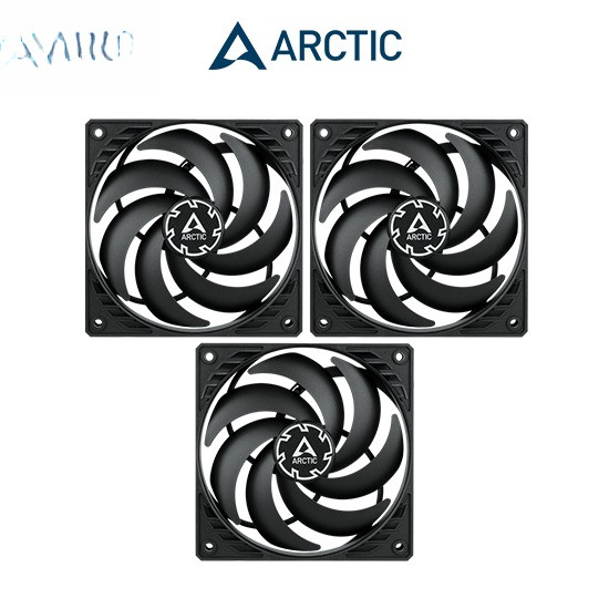 พัดลมคอมพิวเตอร์ ARCTIC P12 PWM PST SLIM BLACK 3 PACKS