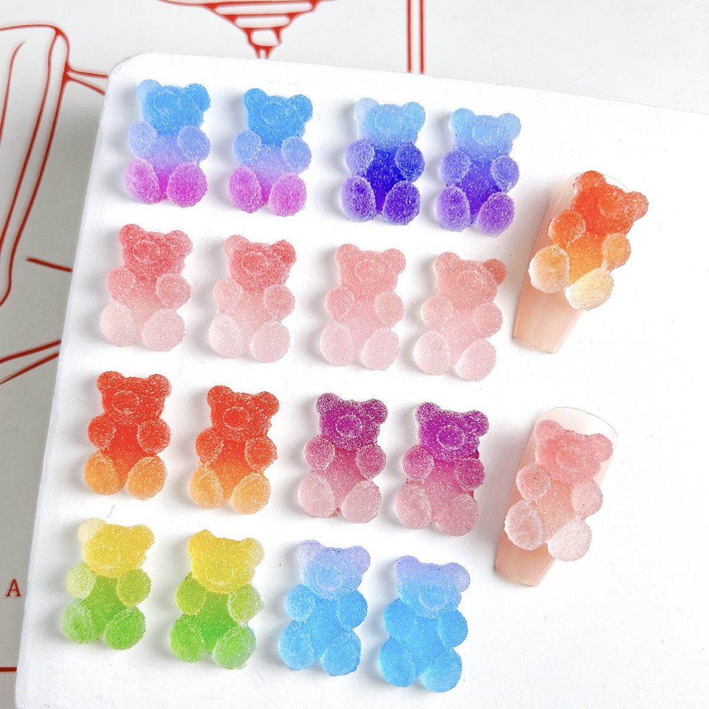 [100 ชิ้นในสต็อก] กาวครีมสีสันสดใส DIY หมีกัมมี่ทรายเปรี้ยว สไตล์ญี่ปุ่น อุปกรณ์เล่นอาหาร ที่หนีบผม เครื่องประดับ DIY ชิ้นส่วนเรซิน