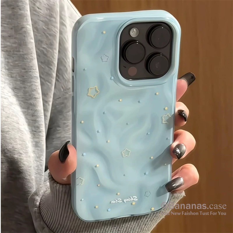 เข้ากันได้กับ iPhone 17 16 15 14 13 12 11 Pro Max X XR XS Max 7 8 Plus เคสโทรศัพท์น่ารัก Simple Wave Point Star Soft ฝาหลัง