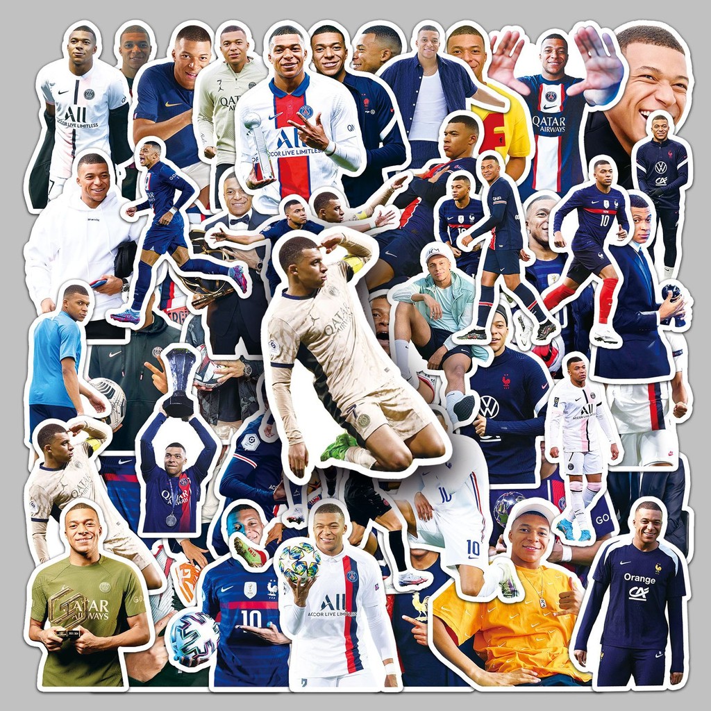 50 ชิ้น Kylian Mbappé ฟุตบอล Star สติกเกอร์กันน้ําสําหรับขวดน้ํากีตาร์เคสโทรศัพท์แล็ปท็อป