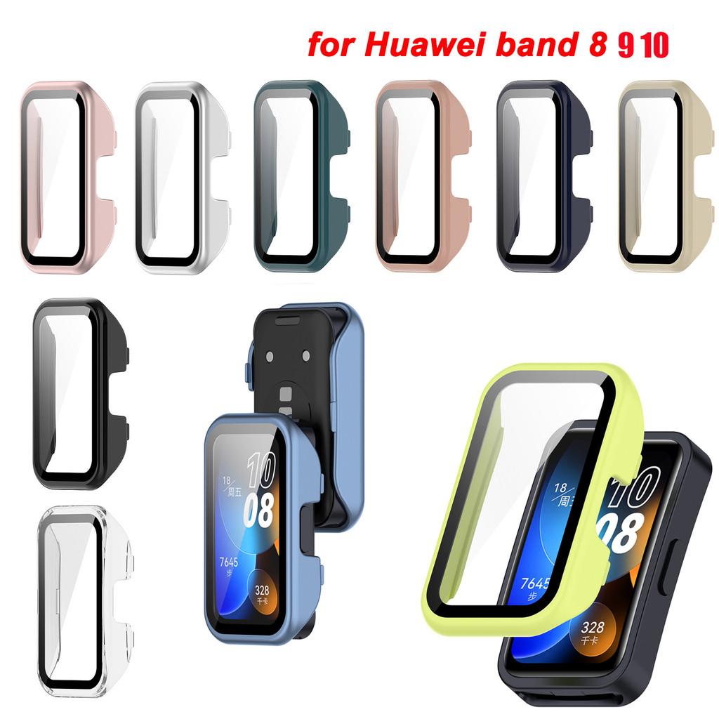 เคส พีซี สําหรับ หัวเว่ย วงดนตรี 8 9 10 เอ็นเอฟซี แฟชั่นฮาร์ดเฟรมฝาครอบกันชน + ความละเอียดสูง กระจกนิรภัยบางป้องกันรอยขีดข่วนป้องกันหน้าจอ
