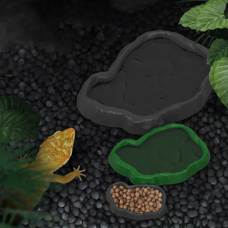 ABS เรซิ่นสัตว์เลื้อยคลาน Rock อาหารและจานน้ํา Feeder ชามสําหรับเต่า Lizard Lizard Feeder สัตว์เลื้อยคลานชามสัตว์เลื้อยคลาน Feeder