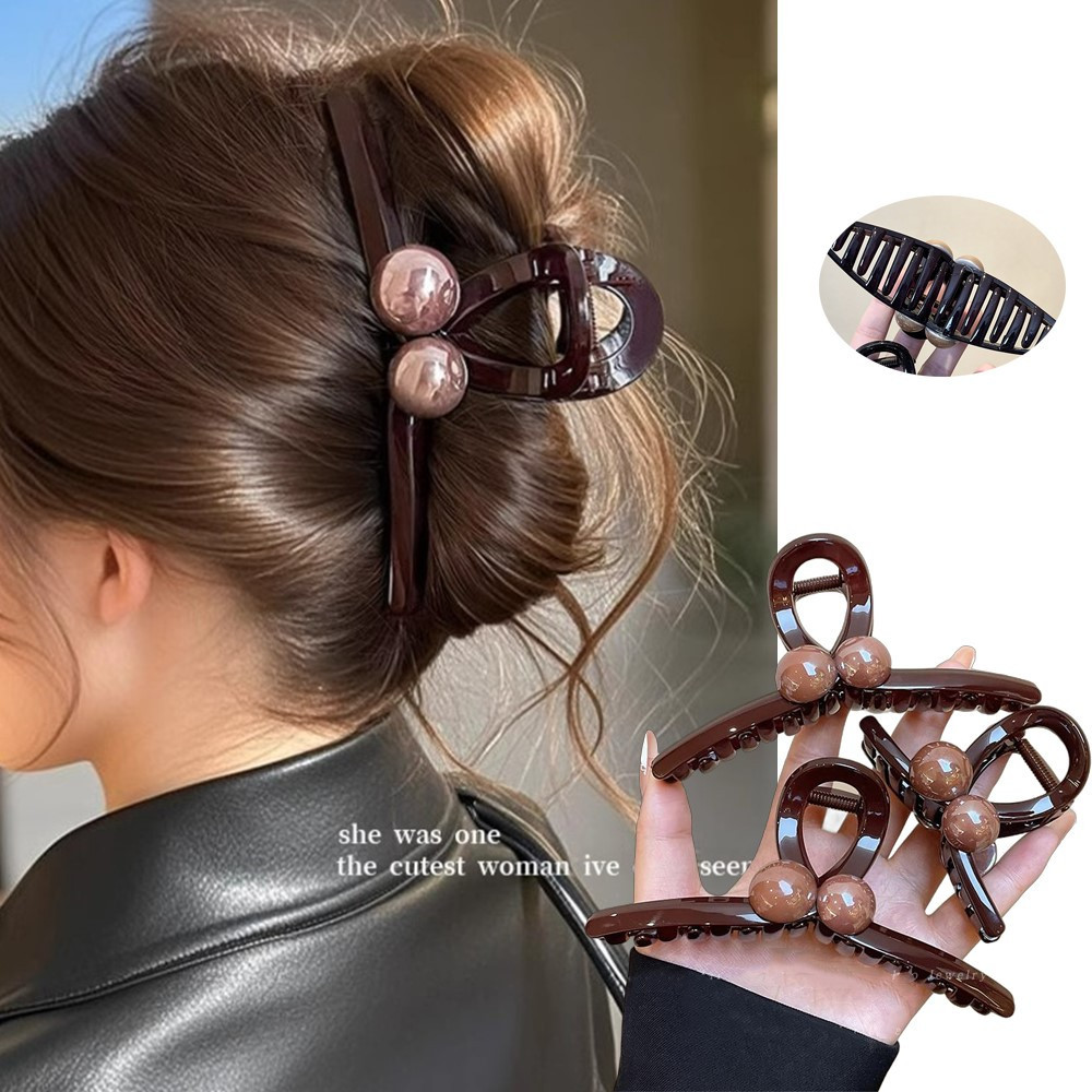 กิ๊บติดผมไข่มุกกาแฟสไตล์เกาหลีและคลิปหนีบฉลามหัวใหญ่