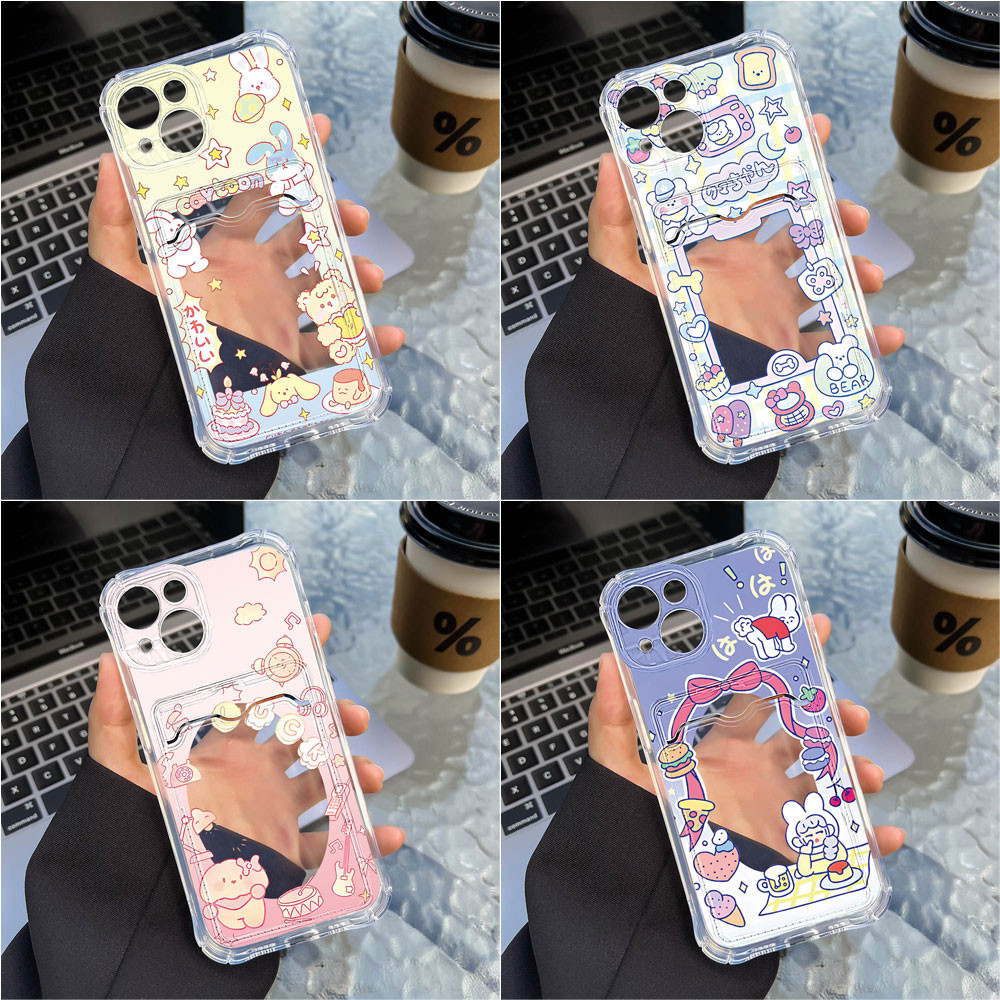 Soft Card Holder เคส For OPPO A5 2020 A9 2020 A60 A18 A38 A58 A57 A54 A16 A17 A17k A79 A74 A95 A77 A15 A7 A5s เคสทรศัพท์