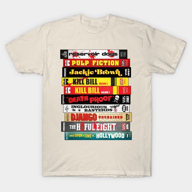เสื้อยืด Vintage Quentin Tarantino Cassete Movie Retro T-Shirt แท้ Cotton 100% y2k แฟชั่น สีขาว