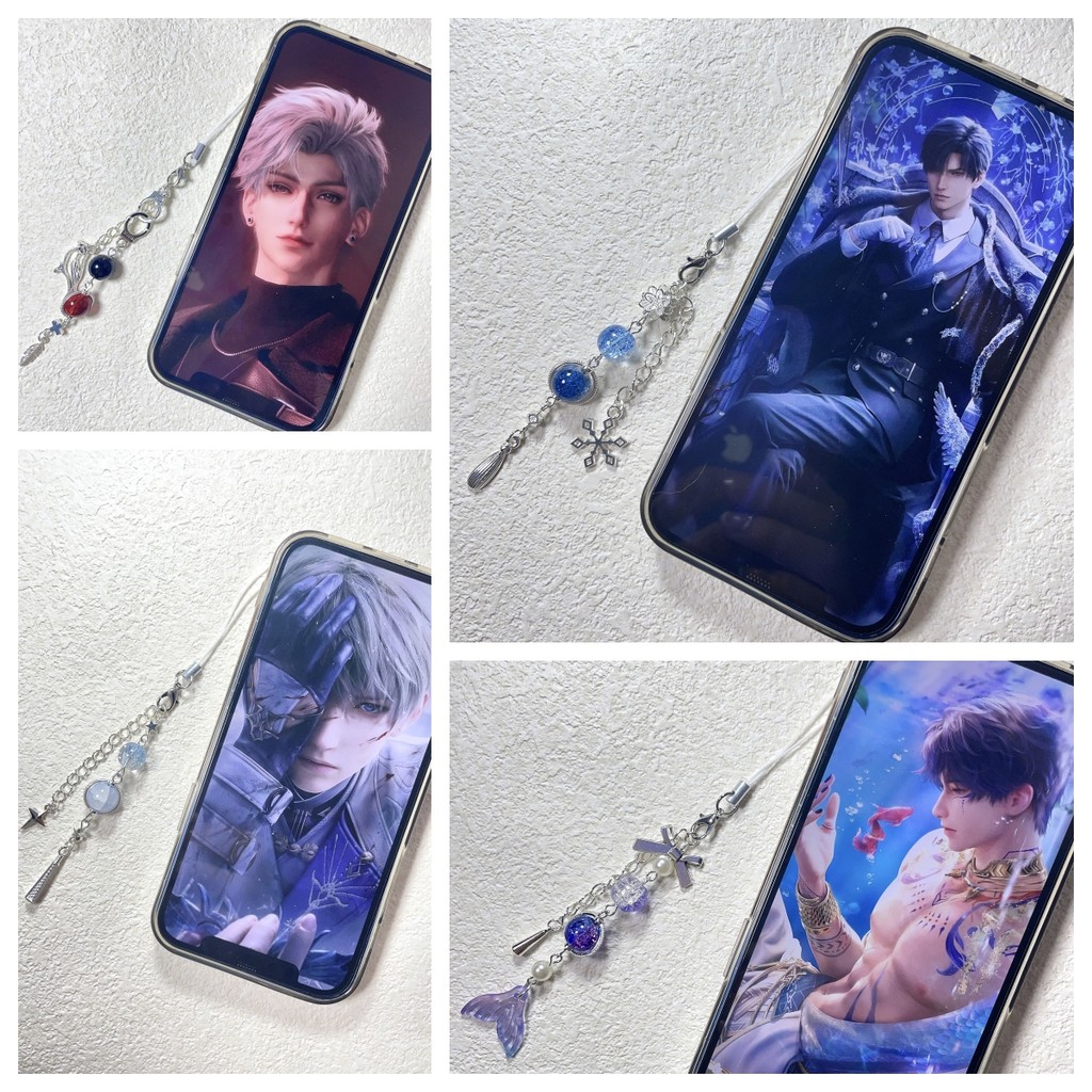 จี้โทรศัพท์ต้นฉบับแฮนด์เมด Love and Deepspace พร้อมวัสดุแก้ว Sylus & Lysander Edition UTH4