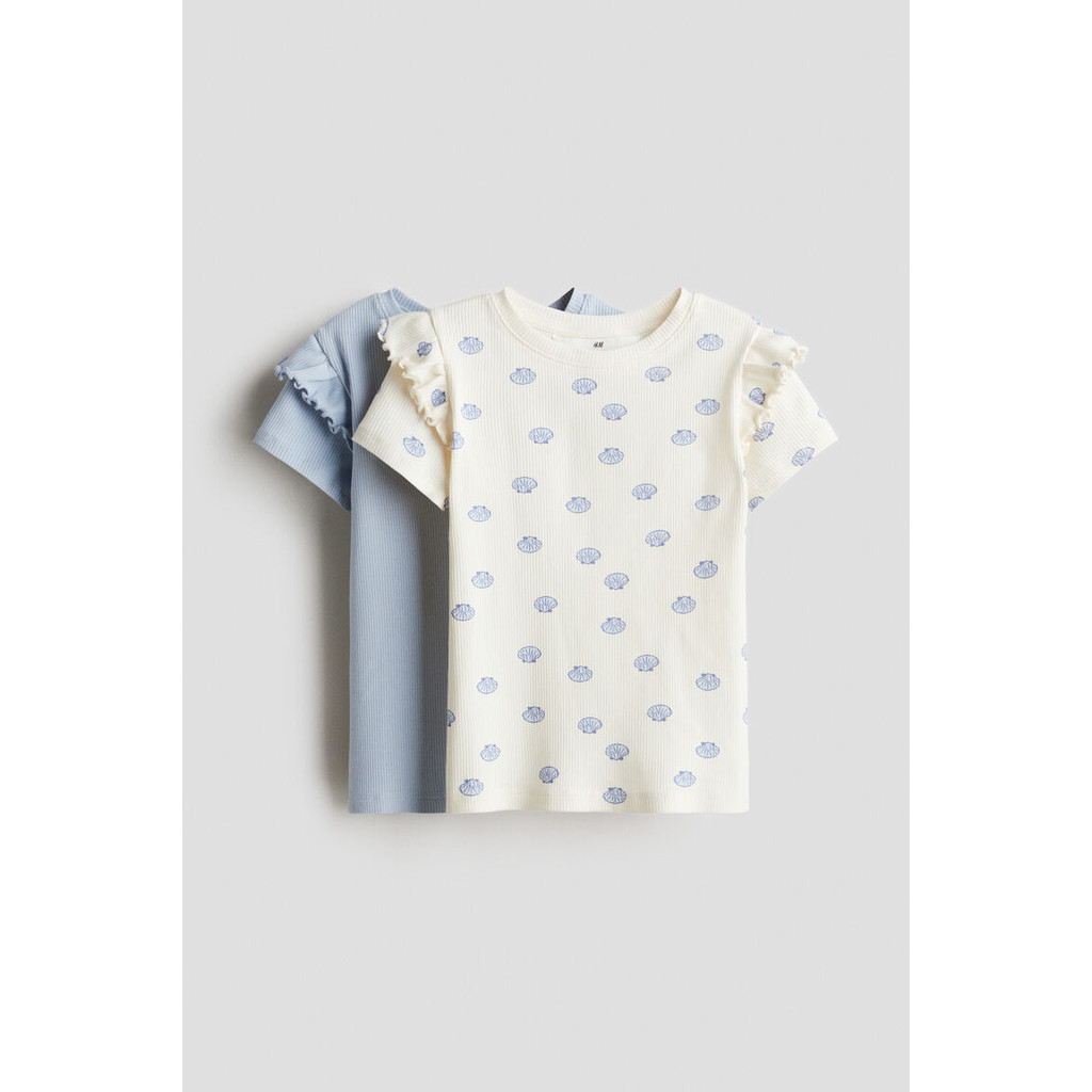 H&M(เอชแอนด์เอ็ม) ชุดเสื้อคอตตอนแบบ 2 ชิ้น พร้อมดีเทลระบายผ้ารอบตัว เด็กผู้หญิง 1290776_1