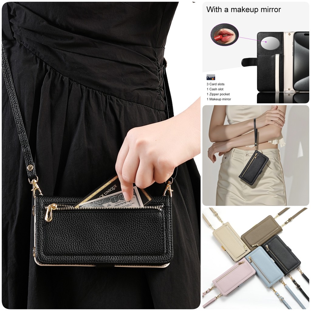 เคสโทรศัพท์ เคส การ์ดสําหรับ iPhone15 16 17 Pro Max พร้อมสายแนวทแยง lanyard กระเป๋าใส่เหรียญฝาครอบพร้อมผู้ถือบัตรช่องใส่การ์ดสําหรับ iPhone 16 Pro Max 14 Pro Max 14 15 16 Plus 13 12 promax 16E 17 Air Case