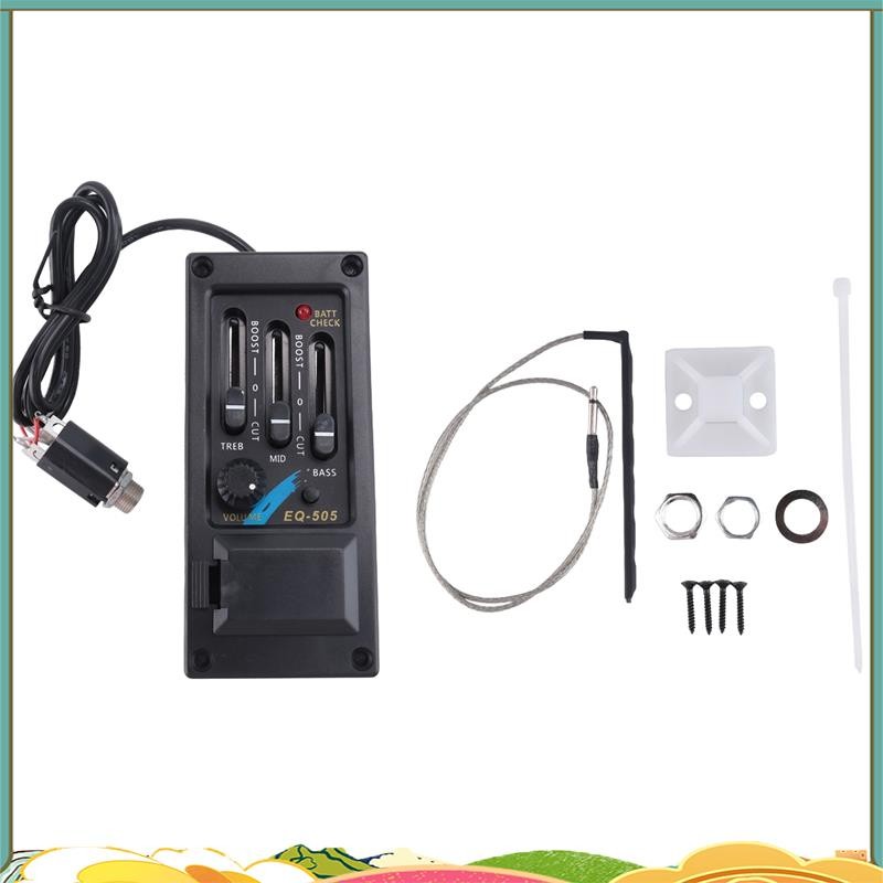 EQ-505 กีตาร์อาน Pickup 3 Bands EQ Equalizer มือซ้ายอะคูสติกกีตาร์ Preamp System Equalizer Piezo ราคา ถูกที่สุด ดีลบีเคเค