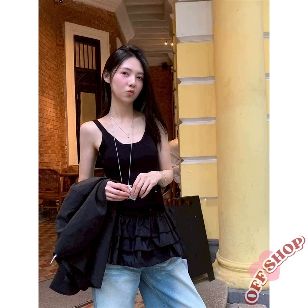 OFF SHOP  ใหม่ 2025 เสื้อกล้าม สายเดี่ยว มินิเดรส ไหมพรม ดีเทลแต่งปลายน่ารักสีพื้น’ J197 ราคา ถูกที่สุด ดีลบีเคเค แกลเลอรีภาพที่ 5