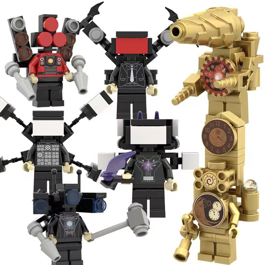 Mini Titan Clock King and Toilet Man Toy VS Monitoring King MOC Audio Man Peripheral Hand made Build