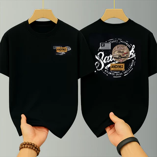 เสื้อยืดผู้ชาย คอกลมแขนสั้น สกรีนลายรถวินเทจ เสื้อยืดสตรีทแฟชั่นผู้ชายเท่ๆ โอเวอร์ไซส์คนอ้วน เสื้อยืดวินเทจ
