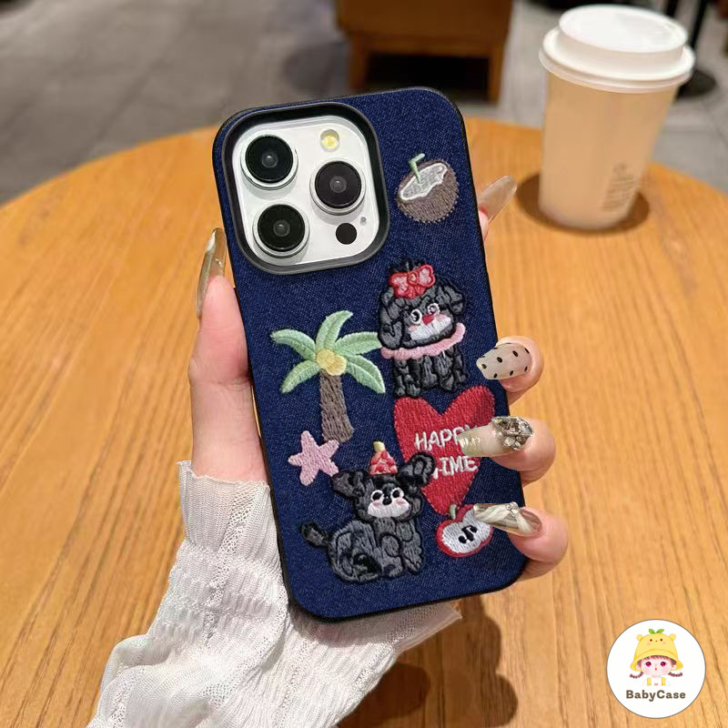 เคสไอโฟน 11 สำหรับ iPhone 15 13 16 11 14 12 Pro Max 8 7 14 16 15 Plus XR XS X Max สดหวานลูกสุนัขน่ารักรักดอกไม้ปกดาวปก - รูปที่ 4