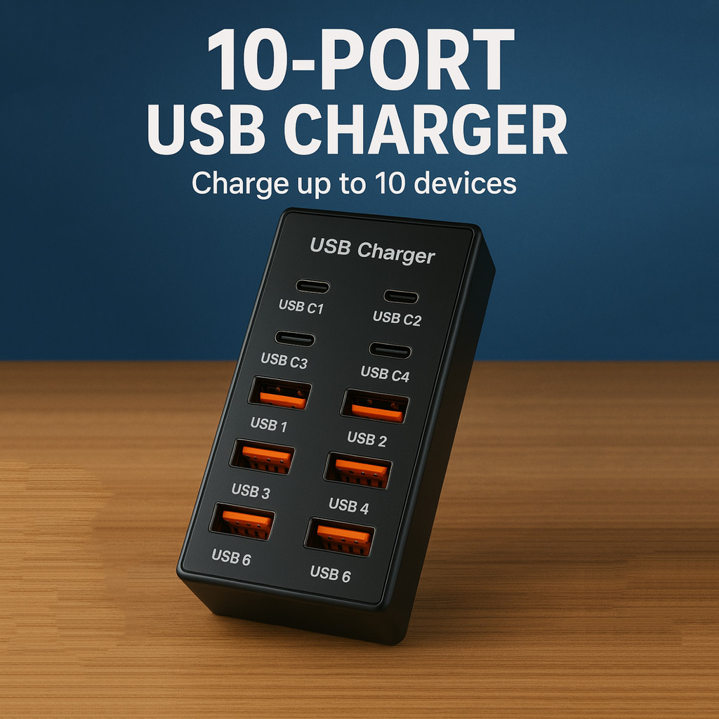 ALASICKA USB Hub Charger 10 Multi Port Type C 5V/2.4A 60W EU Plug - YC-A6
