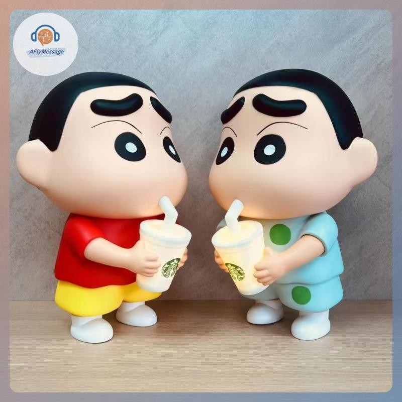 AFl 1 ชิ้นนมชาถ้วยเรืองแสงเดสก์ท็อปเครื่องประดับ 25 ซม.ใหม่ Crayon มือตุ๊กตา Noob อะนิเมะรูปห้องนั่ง