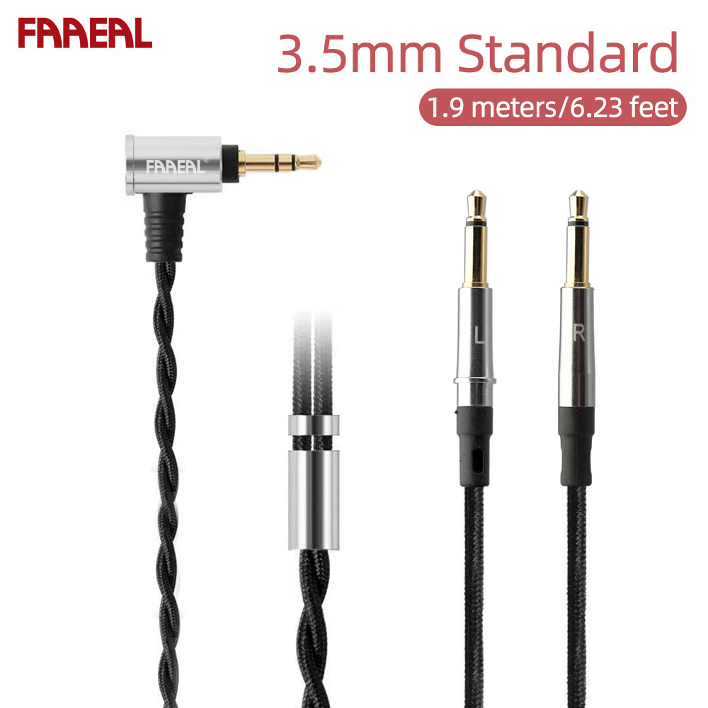 FAAEAL หูฟังเปลี่ยนสาย 1.5 M/1.9 M HiFi Sound 5N OFC สาย Dual 3.5 มม.ชุดหูฟังอัพเกรดสําหรับ Sundara 