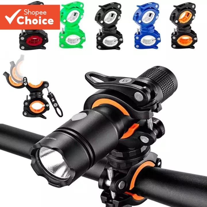 Eslnf 360°อุปกรณ์เมาท์ขาตั้งไฟฉาย LED แบบคลิปหนีบ หมุนได้ สําหรับติดรถจักรยาน