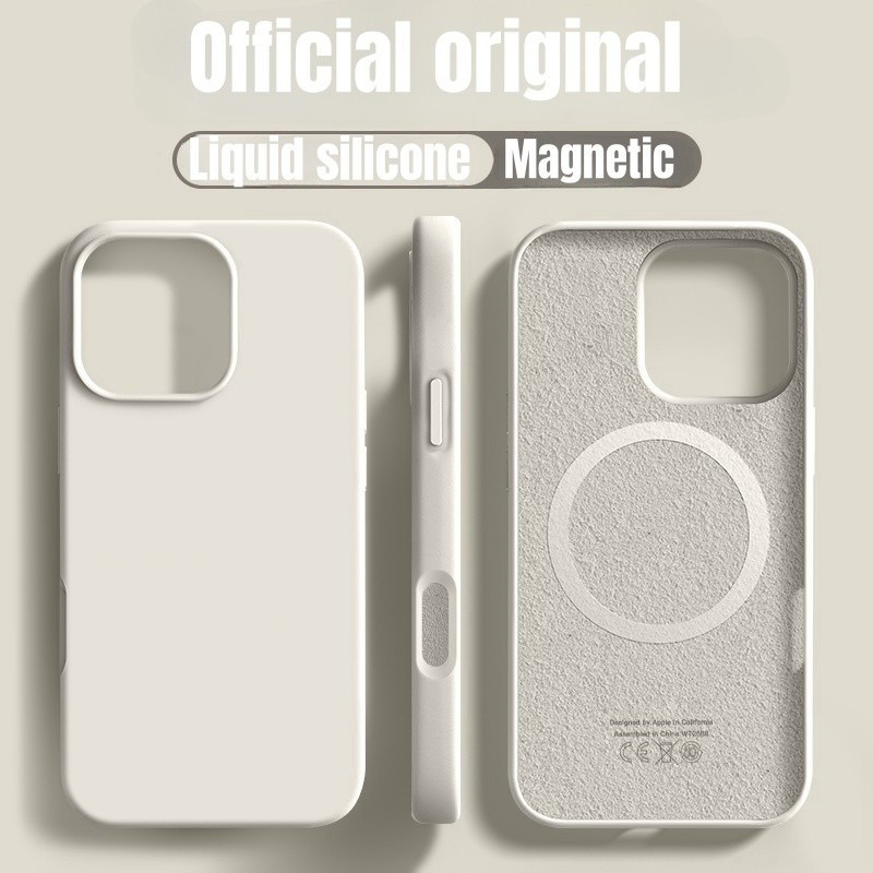 หรูหราซิลิโคนเหลวแม่เหล็กเคสโทรศัพท์ สําหรับ iPhone 16 16E 15 14 13 12 11 Pro Max 16 Plus กันกระแทกกันชนนุ่มปก