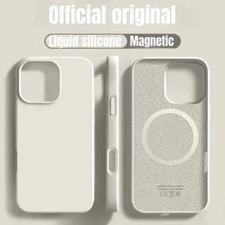 หรูหราซิลิโคนเหลวแม่เหล็กเคสโทรศัพท์ สําหรับ iPhone 16 16E 15 14 13 12 11 Pro Max 16 Plus สีทึบกันกระแทกกันชนนุ่มปก