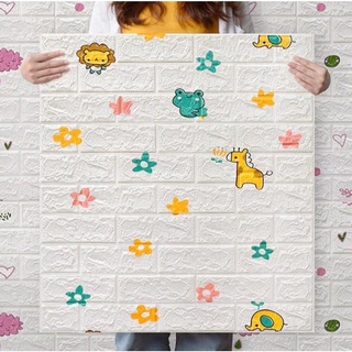 วอลเปเปอร์มีลาย 3D Wallpaper ขนาด 70*77*3 Cm มีกาวในตัว วอลเปเปเปอร์ตกแต่งผนัง