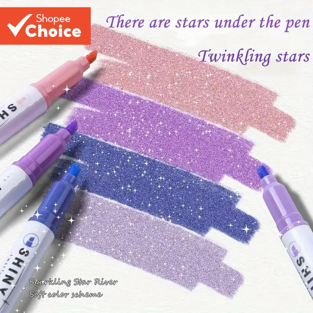 Glitter Highlighter ปากกา 12PCS Sparkling Markers สําหรับ Notes Drawing Journaling School เครื่องเขียน